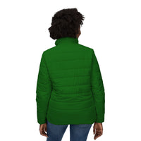 Green Puffer Coat | Vibrant Plain Green Insulated Puffer