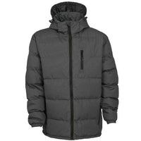 Trespass Clip gray quilted jacket with hood and zippered chest pocket