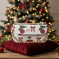 Custom Red Cherry Underarm Bag | Y2K Shoulder Purse with Chain Strap