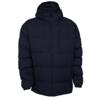 Trespass Clip navy padded hooded jacket with front zip and chest pocket