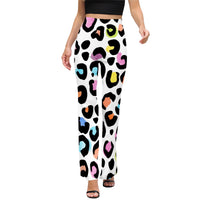 Multi Color Leopard Print Flared Pants Women’s Vibrant Animal Print Trousers