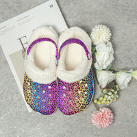 Rainbow Multi Color Leopard Print Lined Clogs