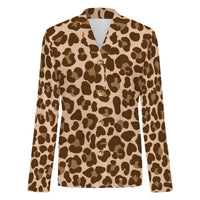 Brown Leopard Print Buttoned Cardigan