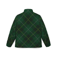 Black Puffer Coats | Green Tartan Plaid Winter Jacket