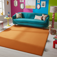 Burnt orange rectangular rug with flat woven texture and straight edges