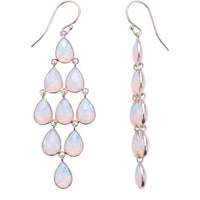 Erviola Gemstone Cascade Earrings Silver Opal-2