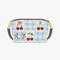 Blue Cross Body Purse | Personalized Gingham & Cherry Shoulder Bag