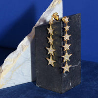 Graduated Star Drop Earrings Gold-3