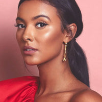 Graduated Star Drop Earrings Gold-4