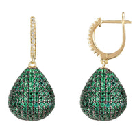 Valerie Pear Drop Gemstone Earring Gold Emerald Green-3