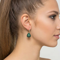 Valerie Pear Drop Gemstone Earring Gold Emerald Green-4