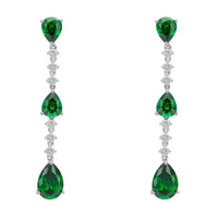 Elizabeth Drop Earrings Emerald Silver-0