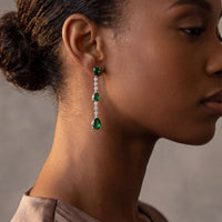 Elizabeth Drop Earrings Emerald Silver-1
