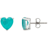 Amore Heart Stud Earrings Paraiba Tourmaline Silver-2