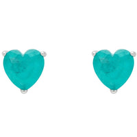 Amore Heart Stud Earrings Paraiba Tourmaline Silver-0