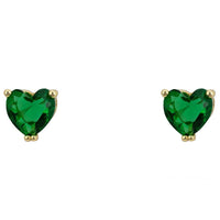 Asscher Cut Heart Stud Earrings Gold Emerald-0