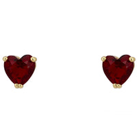 Asscher Cut Heart Stud Earrings Gold Ruby-0