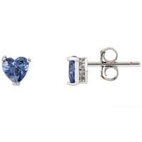 Asscher Cut Heart Stud Earrings Silver Tanzanite-2