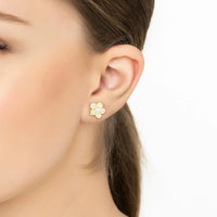 Forget Me Not Pearl Stud Earrings Gold-1