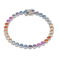 Heart Garland Tennis Bracelet Multicoloured Silver-0