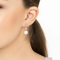 Serenity Pearl Hoop Earrings Silver-1