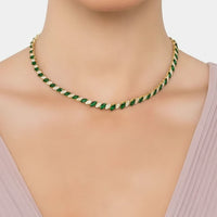 Viscountess Statement Tennis Necklace Emerald Gold-1