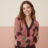Cherry Cardigan | Unisex Pretty Aesthetic Jacquard Knit