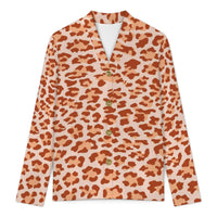 Orange Leopard Print Buttoned Cardigan