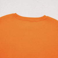 Orange crewneck sweatshirt with ribbed neckline, plain front, no visible graphic