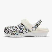 Multi Color Leopard Print White Base Lined Clogs