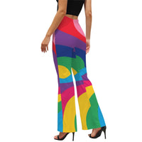 Colourful High Waist Flared Pants Women’s Retro Print Trousers