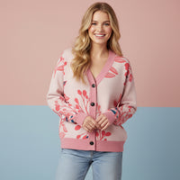 Cardigan For Women Floral | Unisex Pretty Aesthetic Jacquard Knit