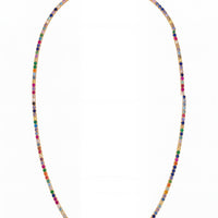 Rainbow CZ tennis necklace with gold chain and multicolor stone tennis design
