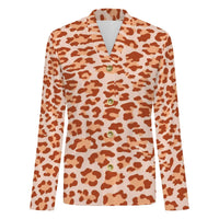 Orange Leopard Print Buttoned Cardigan