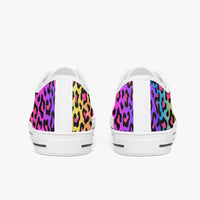 Leopard Print Trainers Womens Neon Electric Color Canvas Low Top Shoes