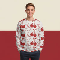 Cherry Print Sweater | Aesthetic Red Fruit Pattern Unisex Pullover