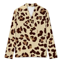 Beige Leopard Print Buttoned Cardigan