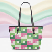 Pink and Green Handbag | Pink Leather Handbag