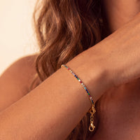 Tennis Bracelet Vibrant Rainbow Cz Gold-1