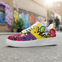 Custom Comic Book Low Top Sneakers | Retro Pop Art Superhero Cherry Print