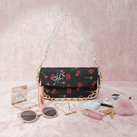 Shoulder Bag Black Small | Personalized Cherry Lips Underarm Purse