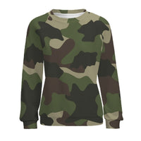 Women's Green Camo Sweatshirt Crewneck Pullover