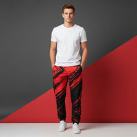 Red And Black Track Pants | Unisex Bold Streetwear Joggers