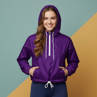 Windbreaker Purple | Women's Cropped Pullover Hooded Jacket