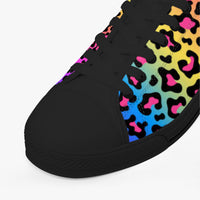Leopard Print Trainers Womens Neon Electric Color Canvas Low Top Shoes
