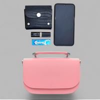 Aura Handmade Leather Bag - Pastel Pink-4