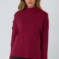 Wine High Neck Jumper-0