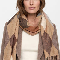 Beige Argyle Pattern Scarf-1