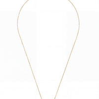 Gold chain necklace with small red square ruby pendant