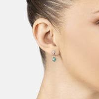 Phillippa Drop Earrings Emerald Silver-1